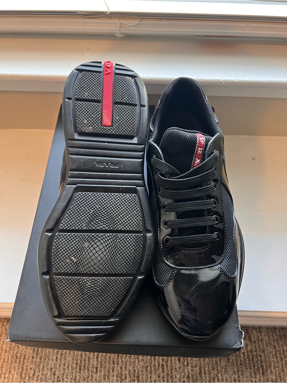 Prada American Cup Patent Leather Mens Size 9